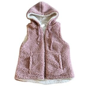 Love Tree Teddy Bear Sherpa Vest, Hooded, Pink w/ White Inside, Sz. M, Very Soft
